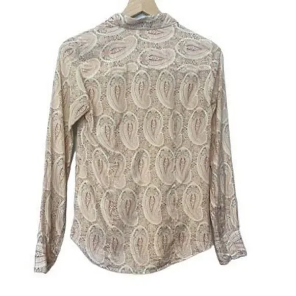 J Crew Extra Small Size 0 The Perfect Shirt Paisley Button Down Cotton Silk - Picture 5 of 8